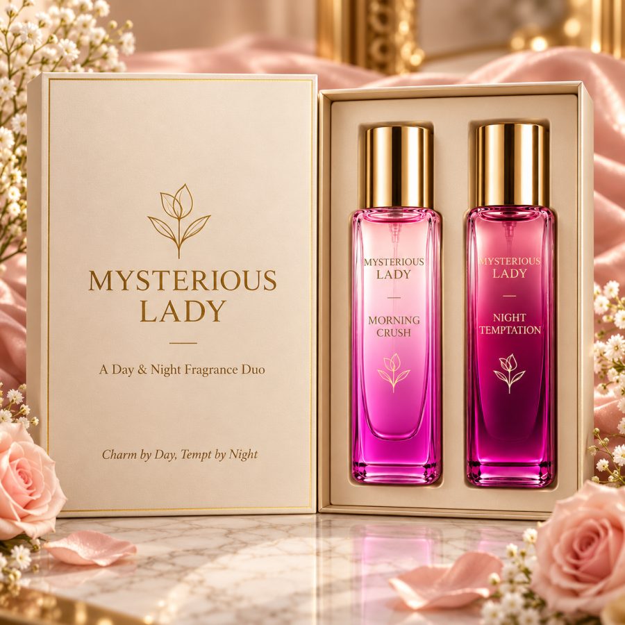 Mysterious Lady Day & Night Fragrance Duo — Morning Crush ও Night Temptation প্রিমিয়াম গিফট বক্সে